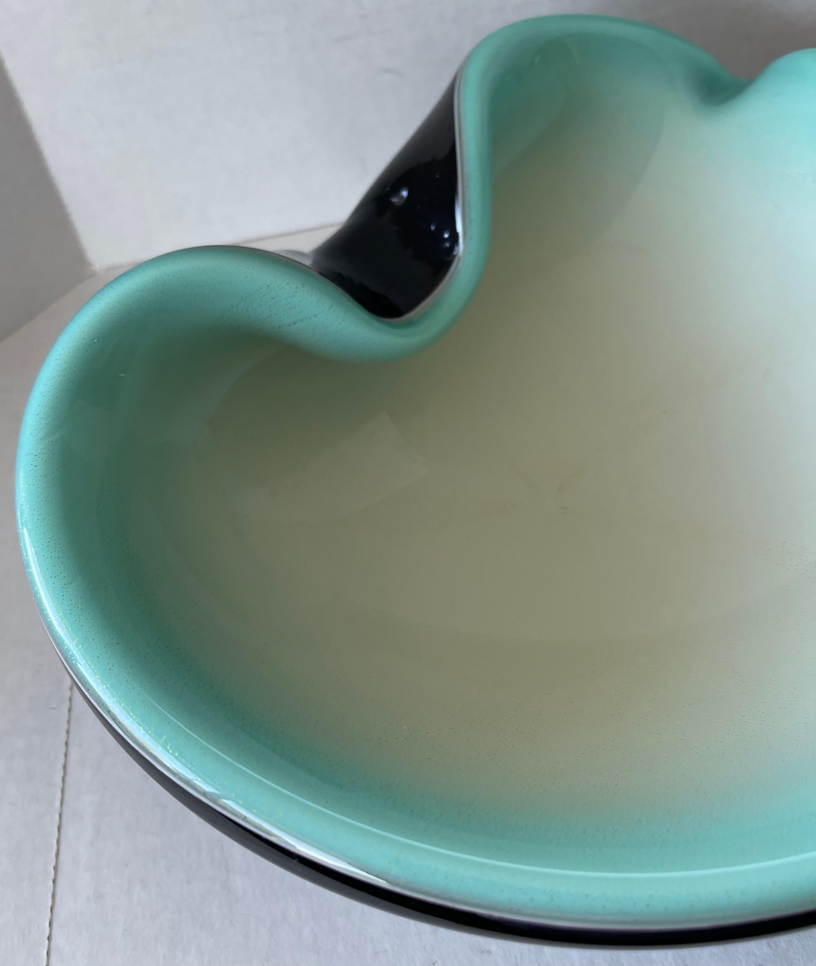 Grande posacenere o ciotola in vetro turchese di Murano in vendita 2