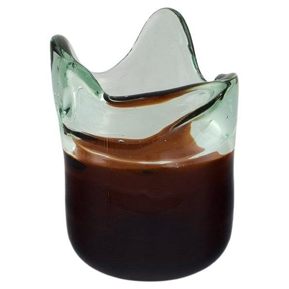 Large Murano Vase in Mouth-Blown Art Glass with Wavy Edge, 1960s
