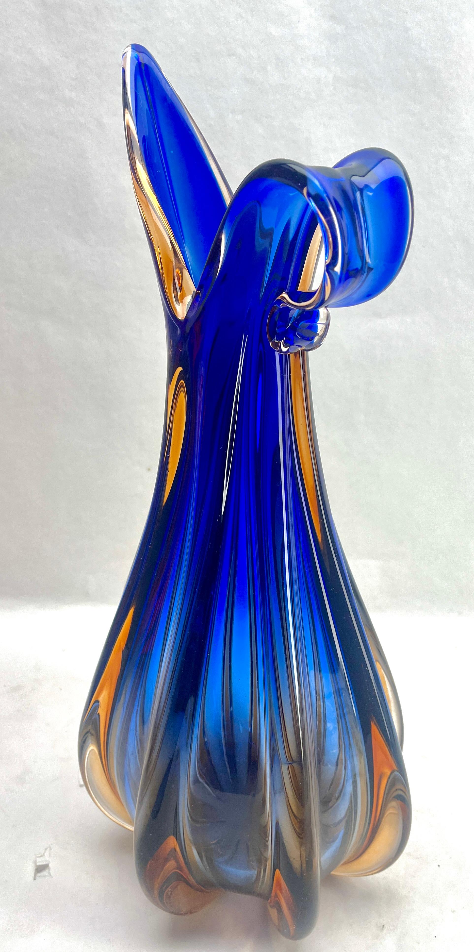 Großer Murano  Vase in mehrfarbigem Kobalt, Barovier & Toso zugeschrieben, 1960er Jahre (Mitte des 20. Jahrhunderts) im Angebot