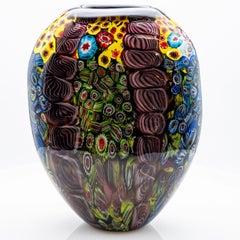 Gran Jarrón de Murano Multicolor Millefiori, Italia 1960