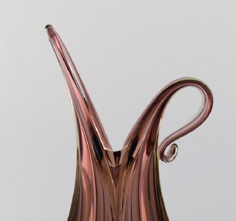 Mid-Century Modern Large Murano Vase /Pitcher in Mouth Blown Art Glass. Italian Design, 1960s