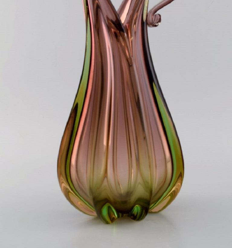 Mid-20th Century Large Murano Vase /Pitcher in Mouth Blown Art Glass. Italian Design, 1960s