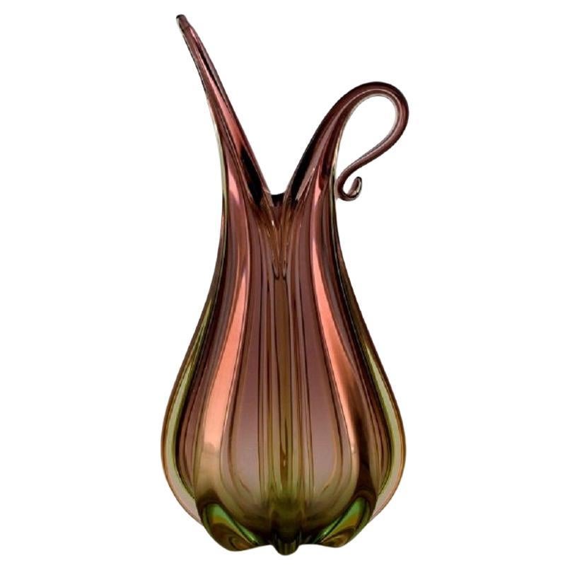 Large Murano Vase /Pitcher in Mouth Blown Art Glass. Italian Design, 1960s