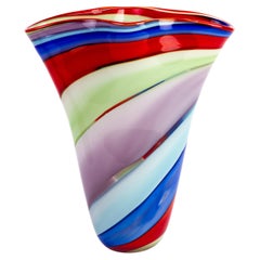 Grand vase design italien en verre vénitien de Murano 