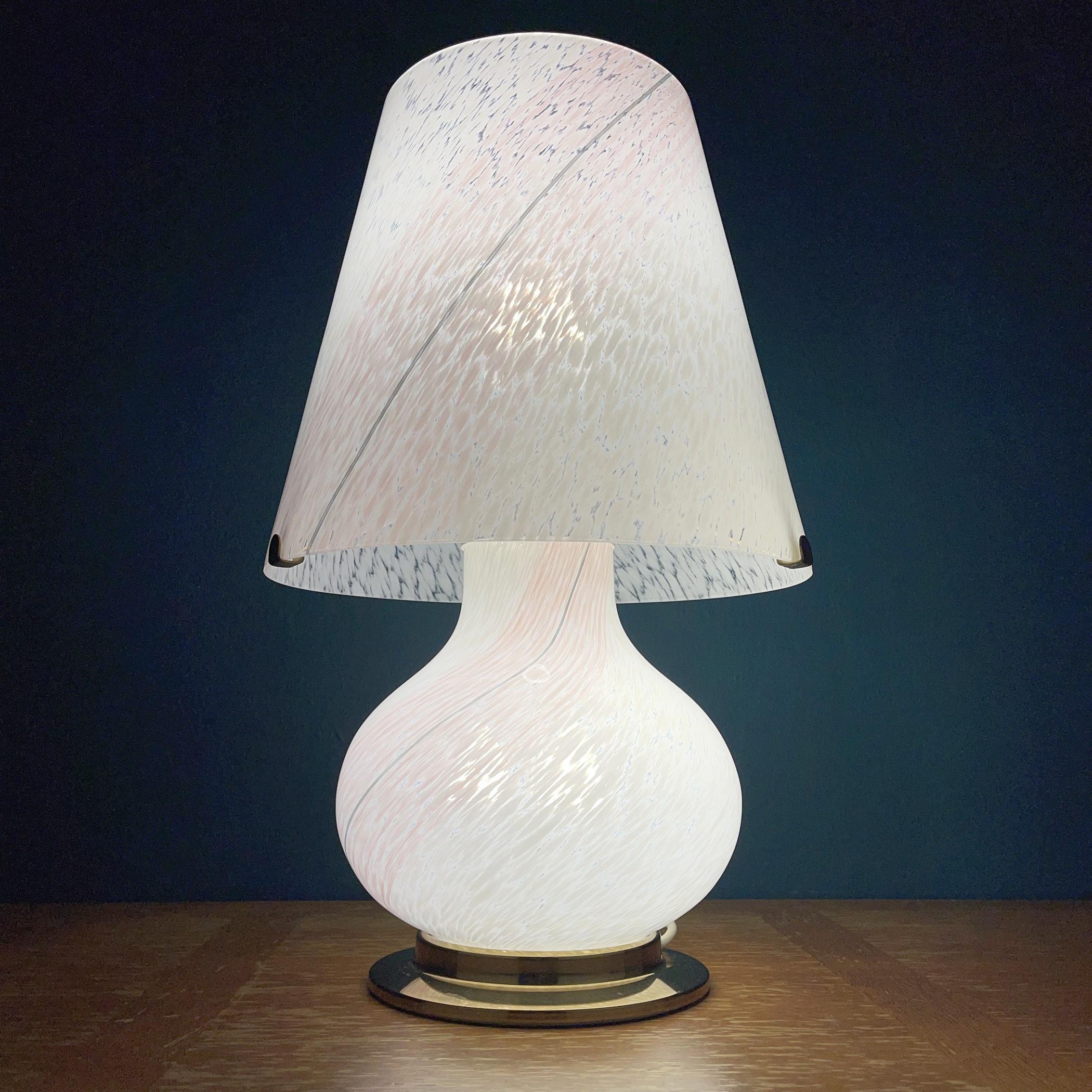 Mid-Century Modern Large Murano Vetri Swirl Mushroom Table Lamp Italy 1970s For Sale