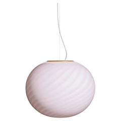 Large Murano Vintage Candy oval pendant soft pink swirl glass, made in Italy