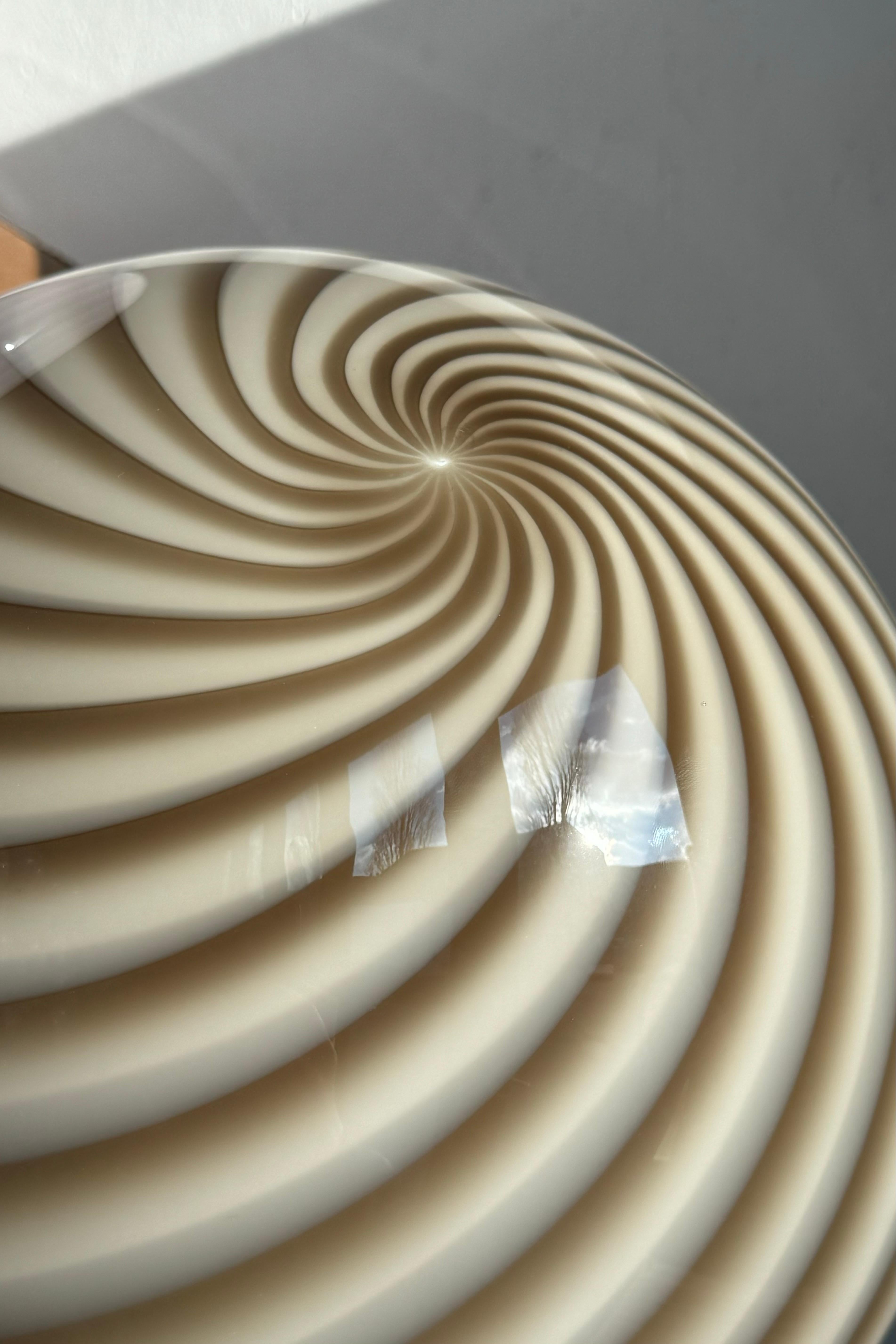 Contemporary Large Murano Vintage Candy pendant grey brown swirl glass, made in Italy For Sale
