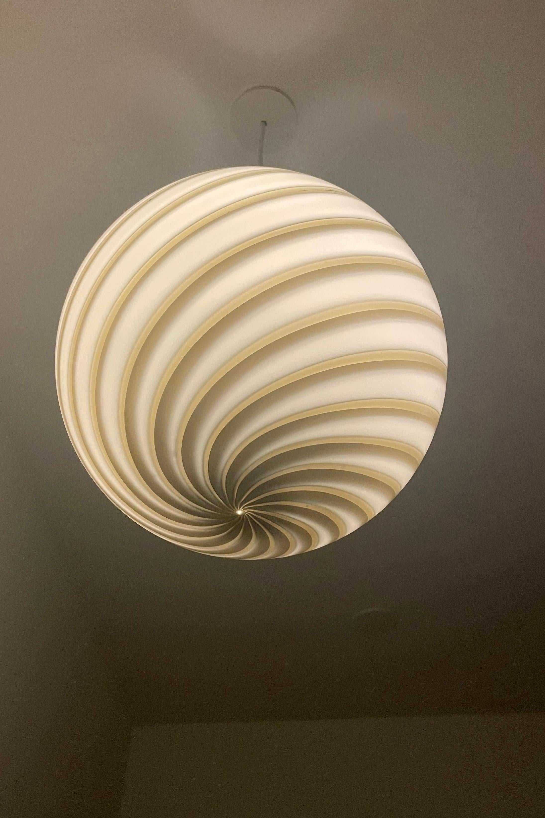 Murano Glass Large Murano Vintage Candy pendant grey brown swirl glass, made in Italy For Sale