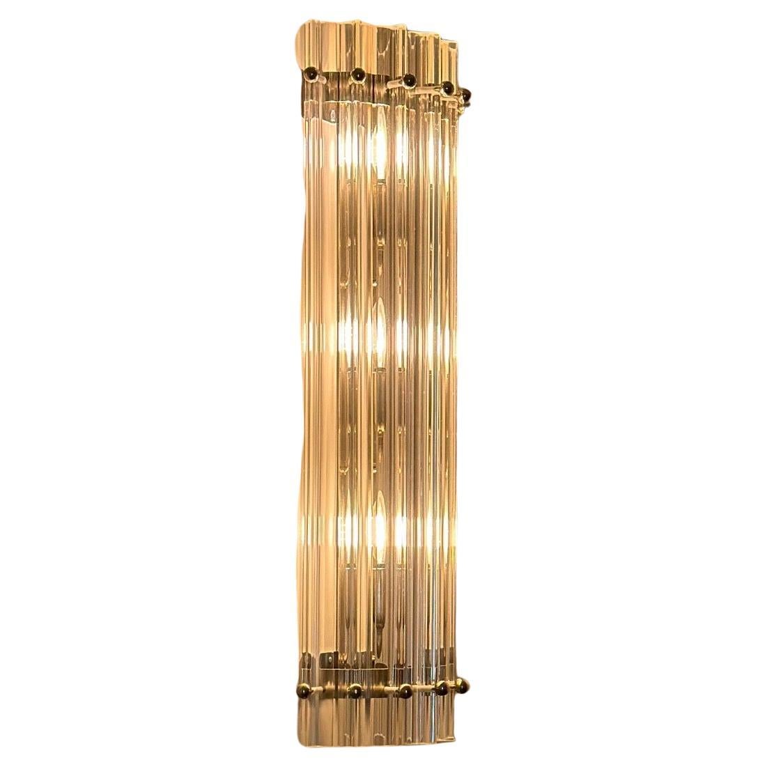 Lampada da parete grande di Murano in cromo e vetro trasparente