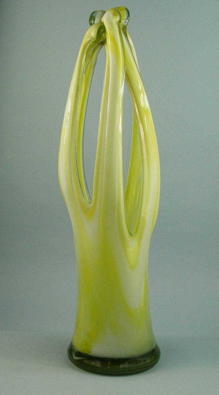 Large Murano Yellow and White Art Glass Sculpture For Sale at 1stDibs
