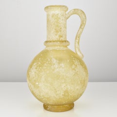 Large Murano Yellow Scavo Jug Vase attr. Gambaro & Poggi, 1960s