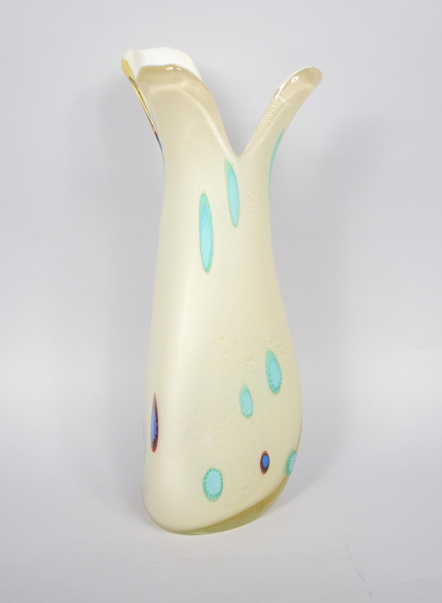 Italian Large Murrine Murano Vase Attributed to AVEM For Sale