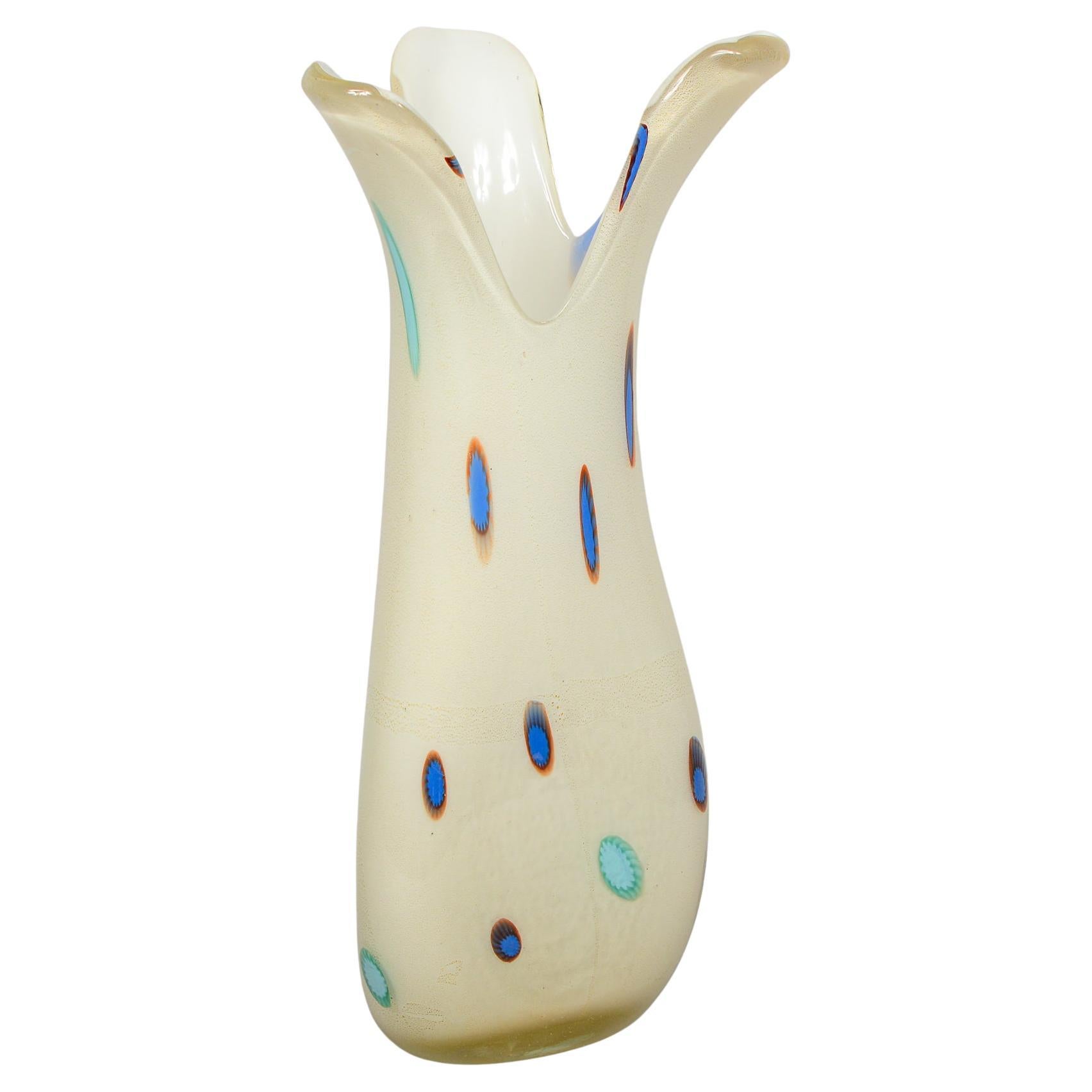 Large Murrine Murano Vase Attributed to AVEM For Sale
