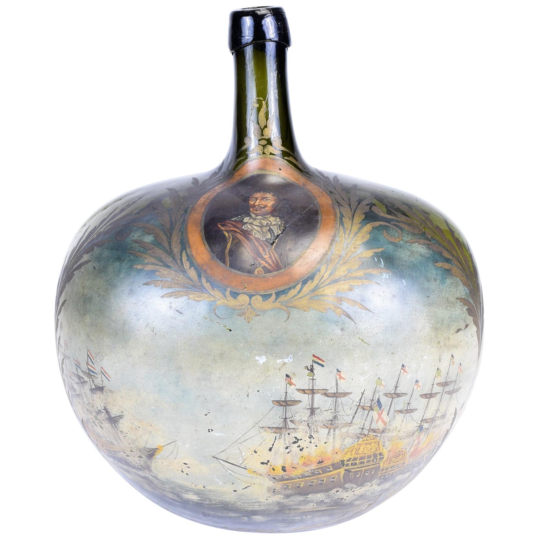 Large Museum Quality 1700s Dutch Demijohn Bottle For Sale