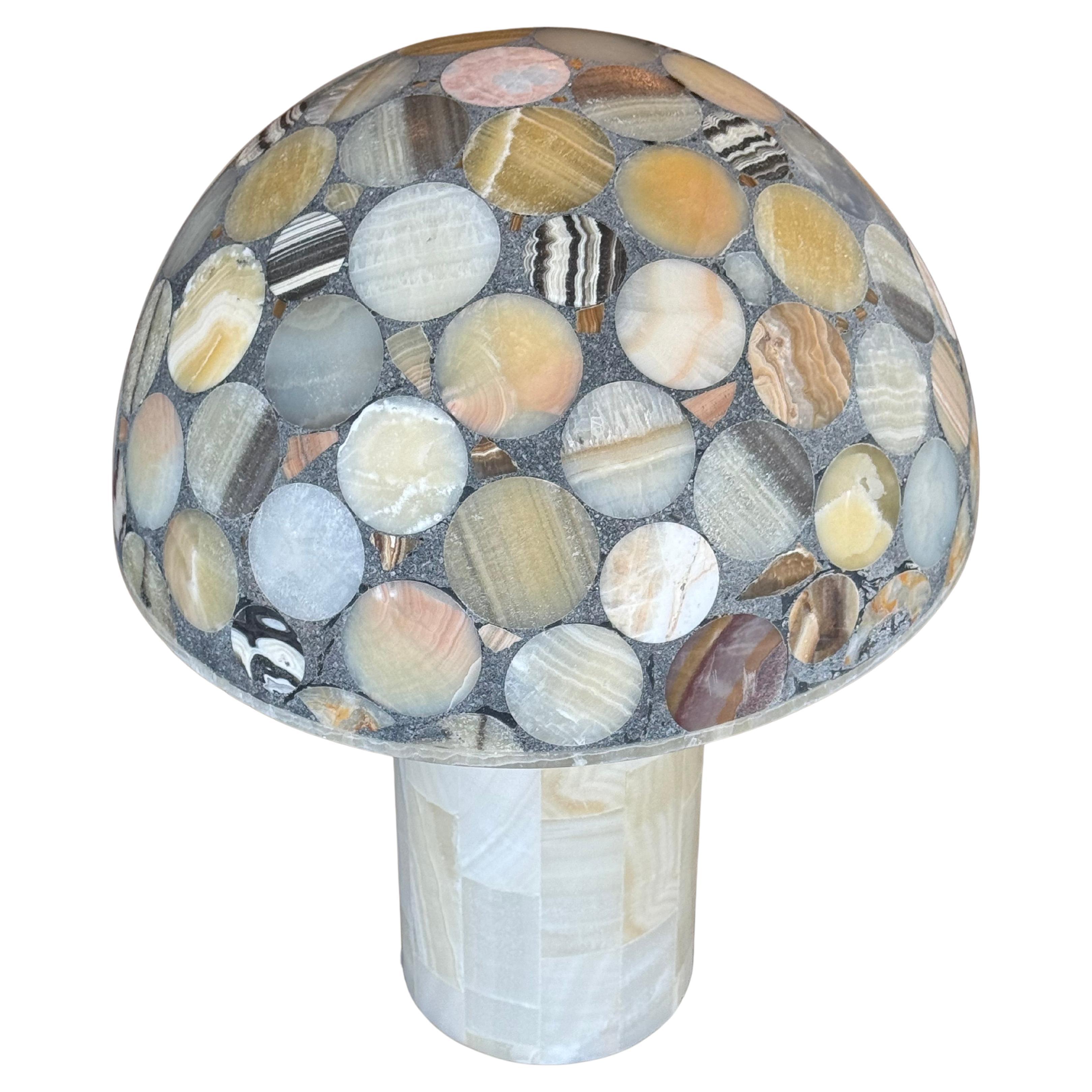 Large Mushroom Onyx Multistone Lamp