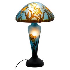 Lampada da tavolo a fungo grande, stile Gallé, Francia, 1960