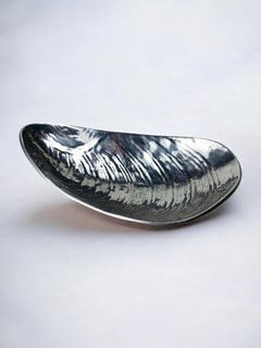 Large Mussel Shell Vide-Poches, chromed metal, Italy, 1970's