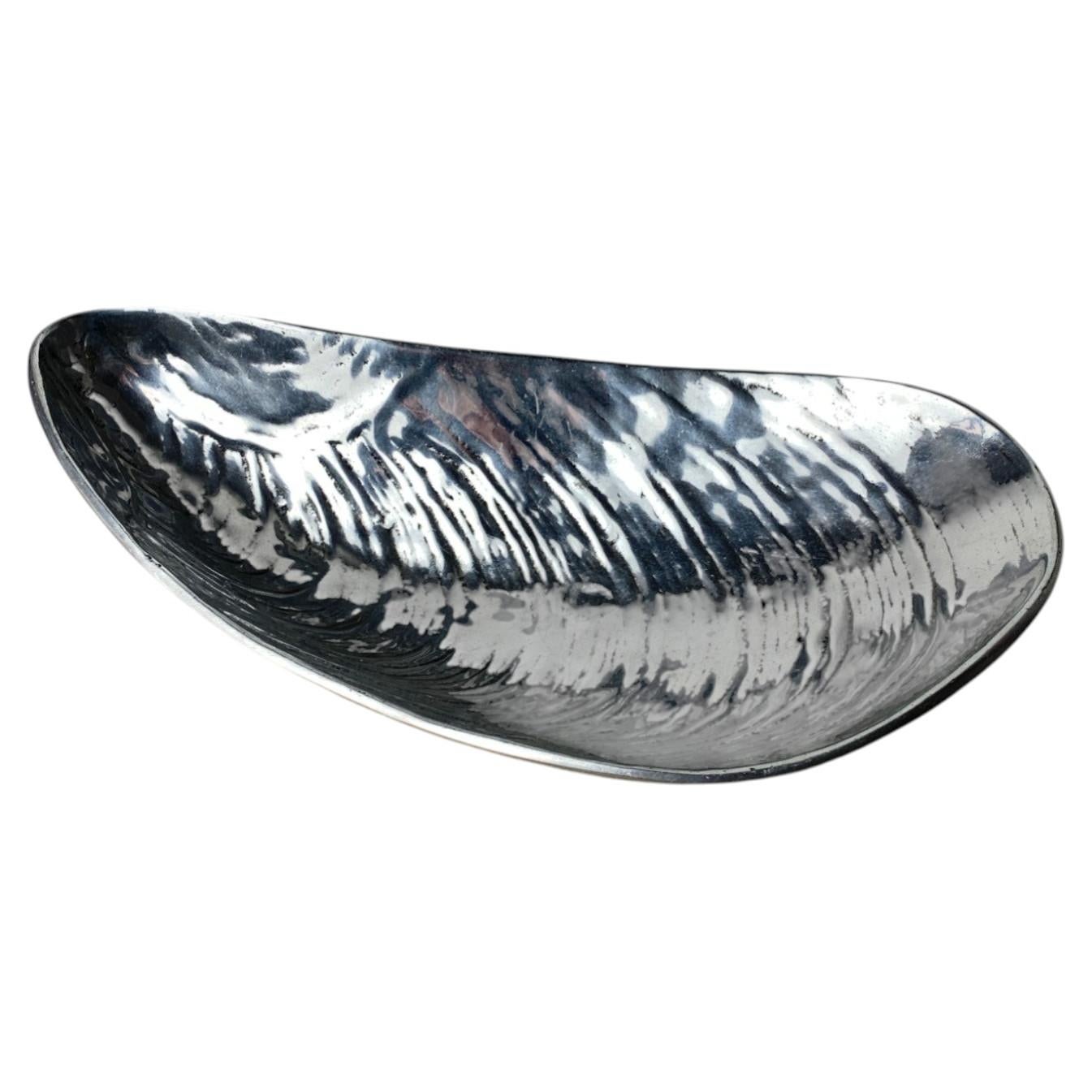 Large Mussel Shell Vide-Poches, chromed metal, Italy, 1970's