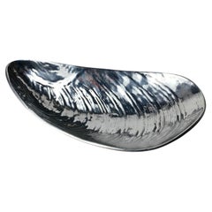 Large Mussel Shell Vide-Poches, chromed metal, Italy, 1970's