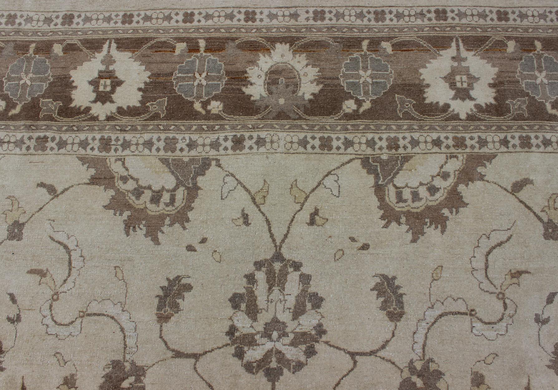 Earth Tone Rug by Keivan Woven Arts in Brown and Cream For Sale 1