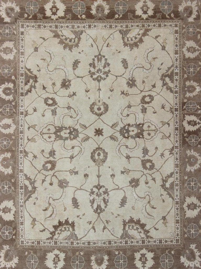 Afghan Rug in Muted Earthy Tones of Brown and Cream For Sale at 1stDibs