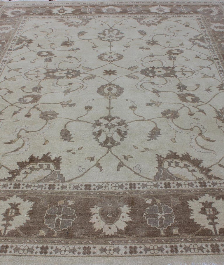 Afghan Rug in Muted Earthy Tones of Brown and Cream For Sale at 1stDibs