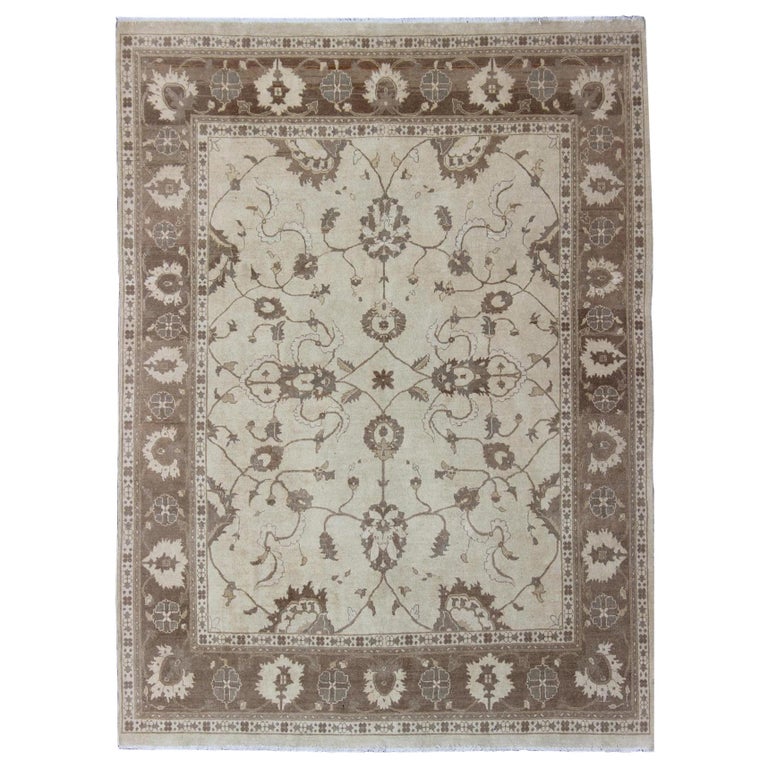 Afghan Rug in Muted Earthy Tones of Brown and Cream For Sale at 1stDibs