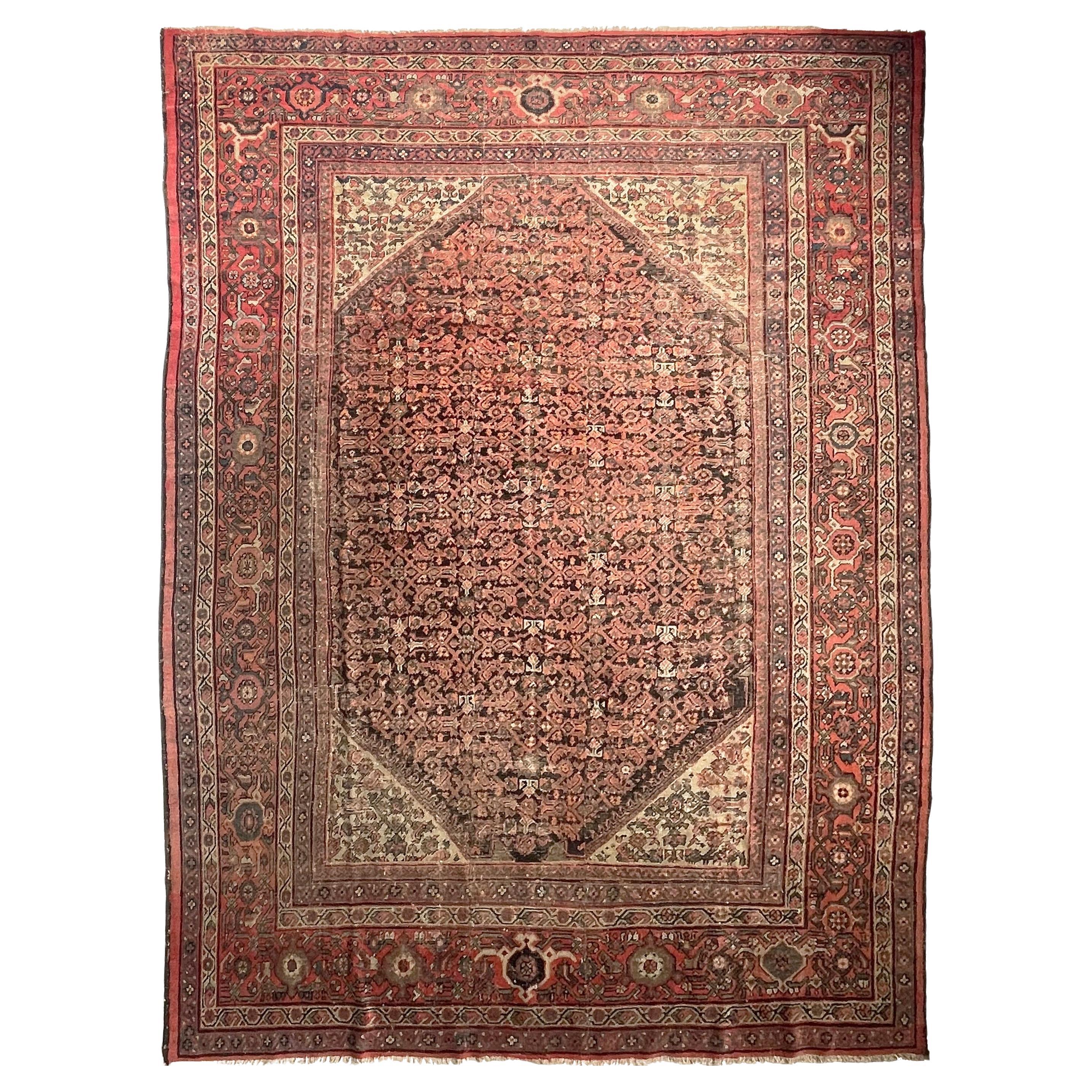 Tappeto antico persiano Kurd-Malayer grande e smorzato, anni '40 circa