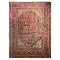 Large & Muted Vintage Persian Kurd-Malayer Rug, c. 1940's