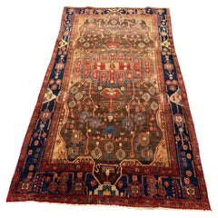 Großer gedämpfter Ton Halbantiker Persischer Handgeknüpfter Wollteppich Läufer