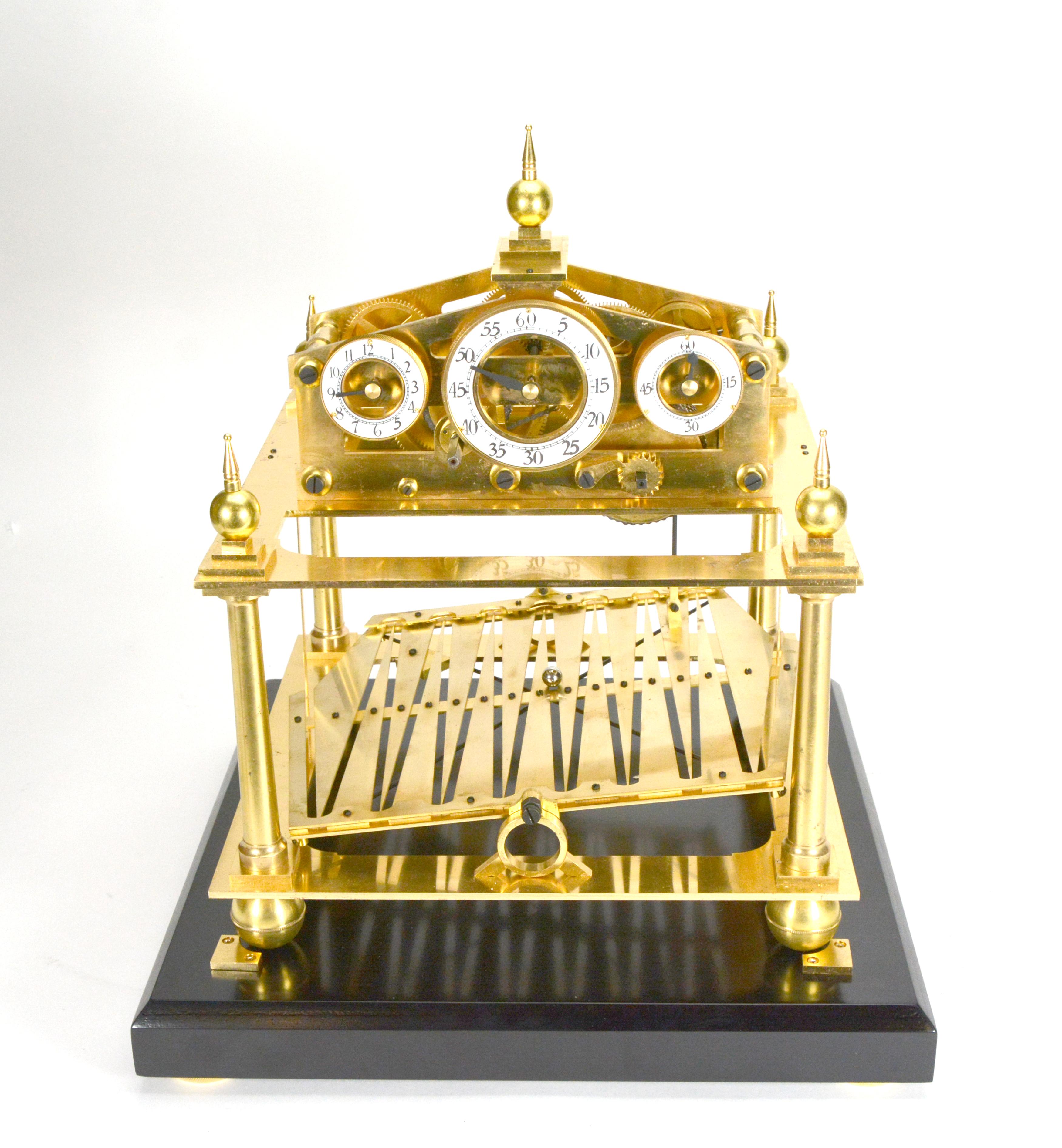 Large Mystery 8 DAY Fusee Chain English Congreve Rolling Ball Clock In Good Condition For Sale In Danville, CA