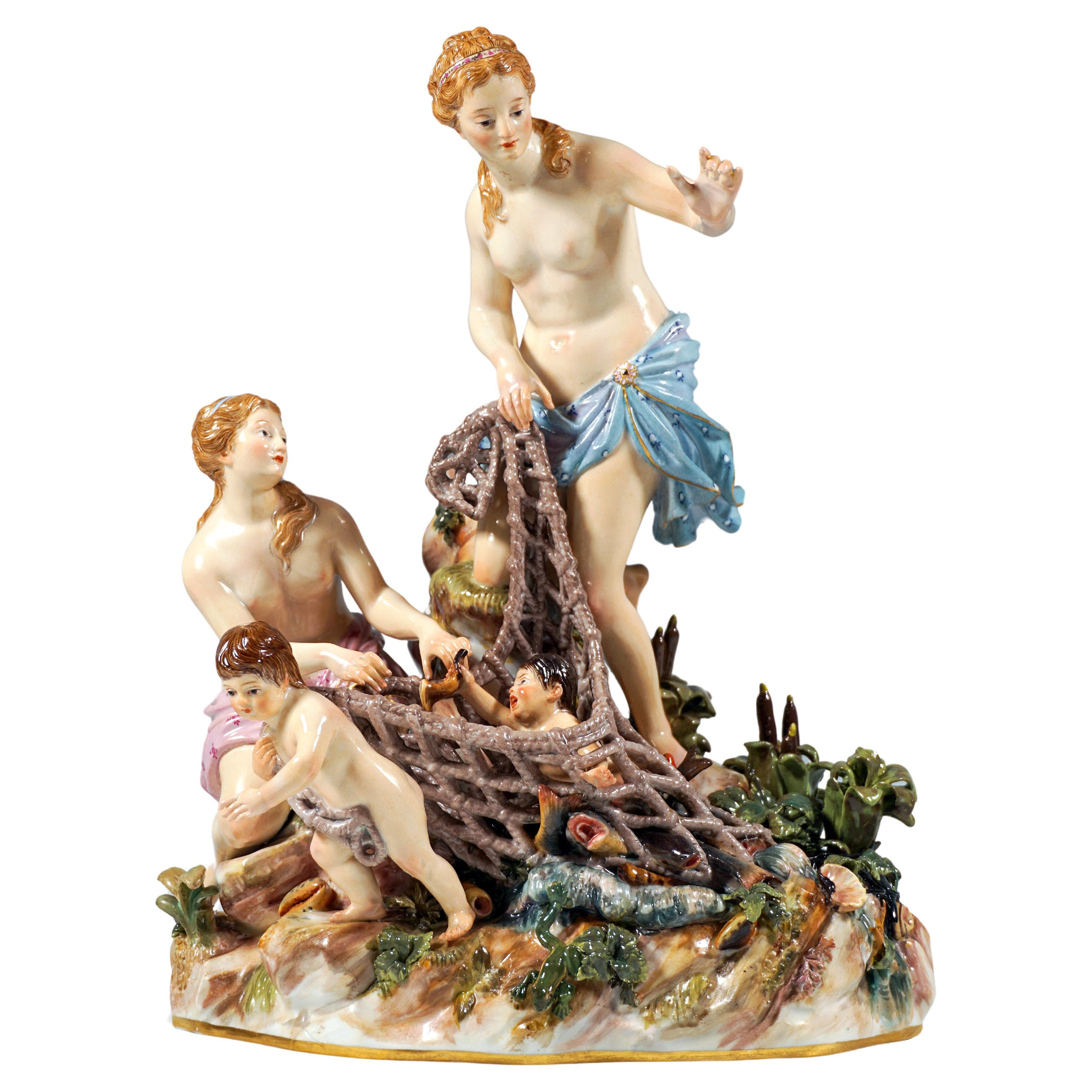Gran grupo mitológico de Meissen "La captura del Tritón", J.J. Kändler, c 1850