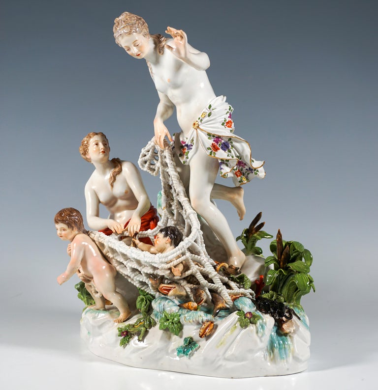Large Mythological Meissen Group 'The Catch Of The Triton', J.J.
