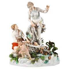 Gran grupo mitológico de Meissen "La captura del Tritón", J.J. Kändler, c 1870