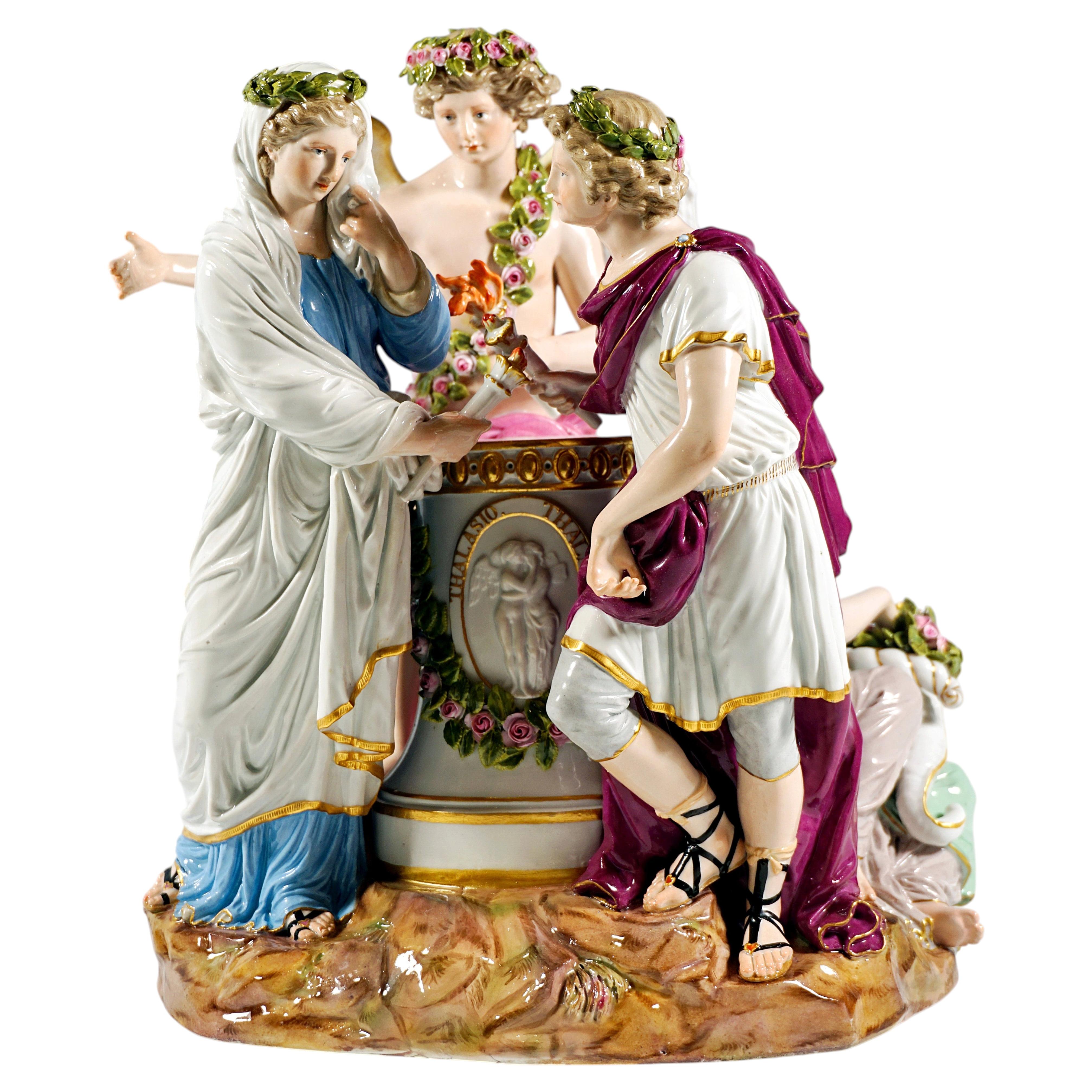 Large Mythological Meissen Group, The Wedding, by J.C. Schoenheit, Circa 1850