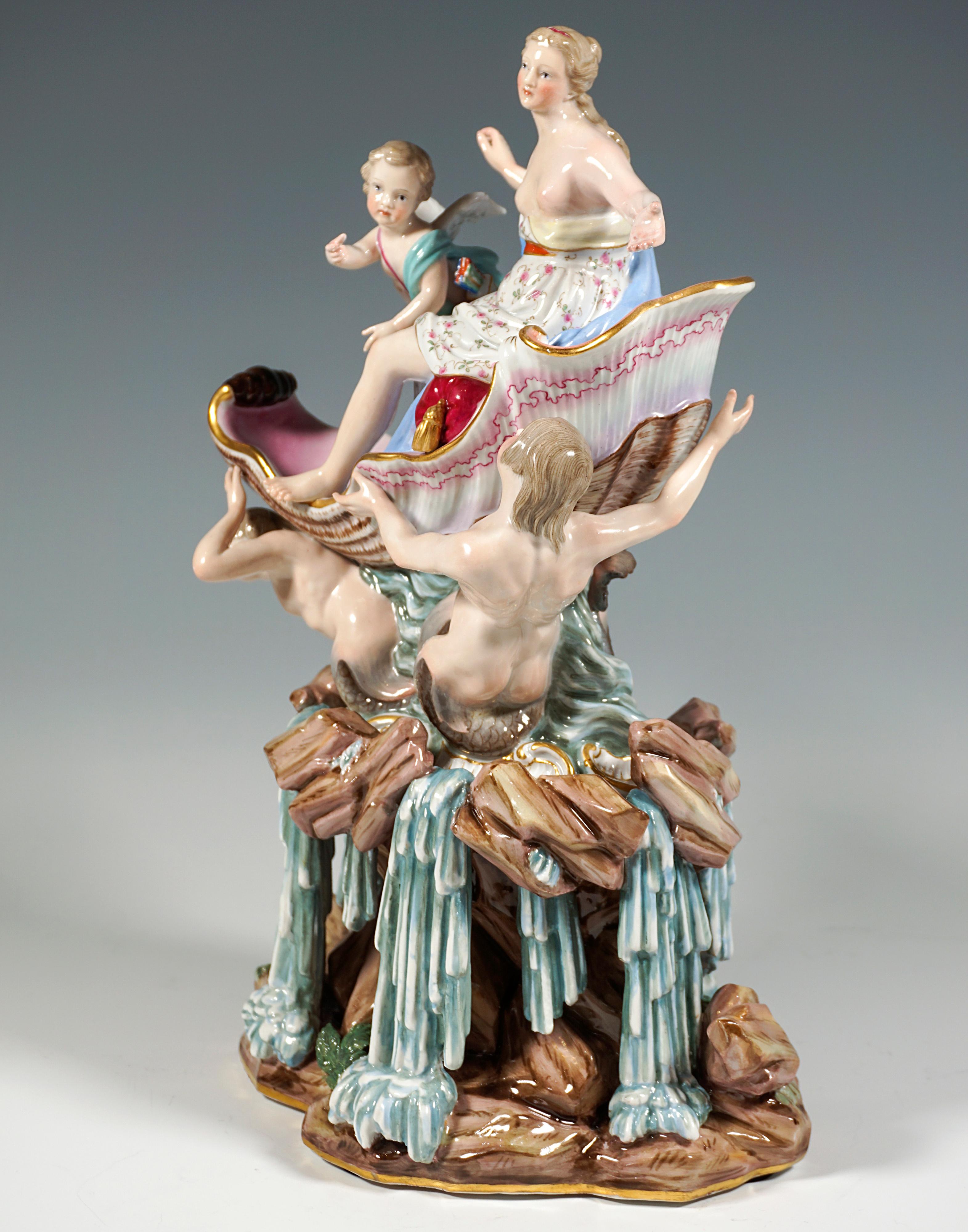 Fait main Grand groupe mythologique de Meissen « Triumph Of Venus », par J.J. Kaendler, vers 1870