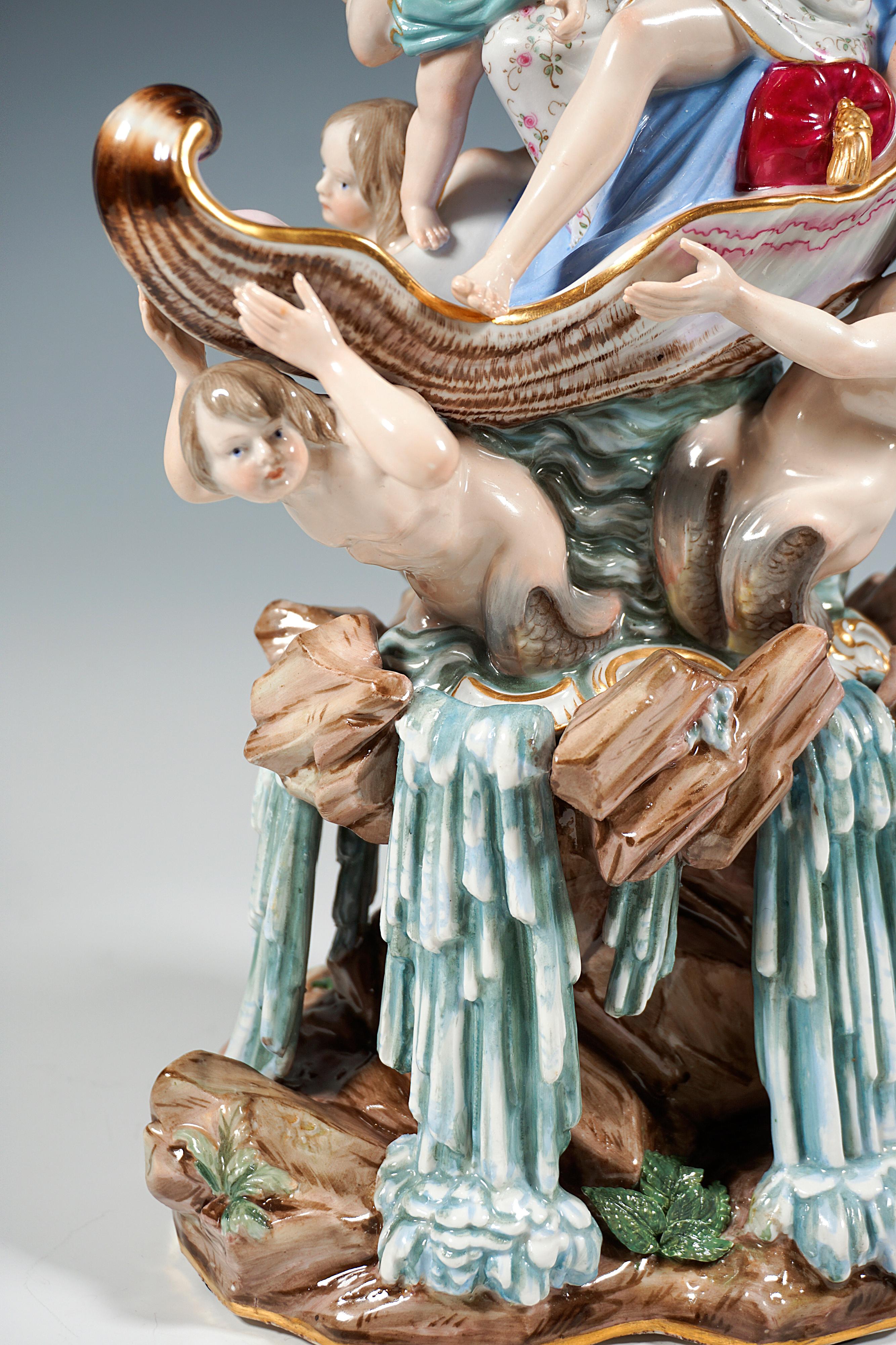 Porcelain Large Mythological Meissen Group 'Triumph Of Venus', by J.J. Kaendler, c. 1870 For Sale