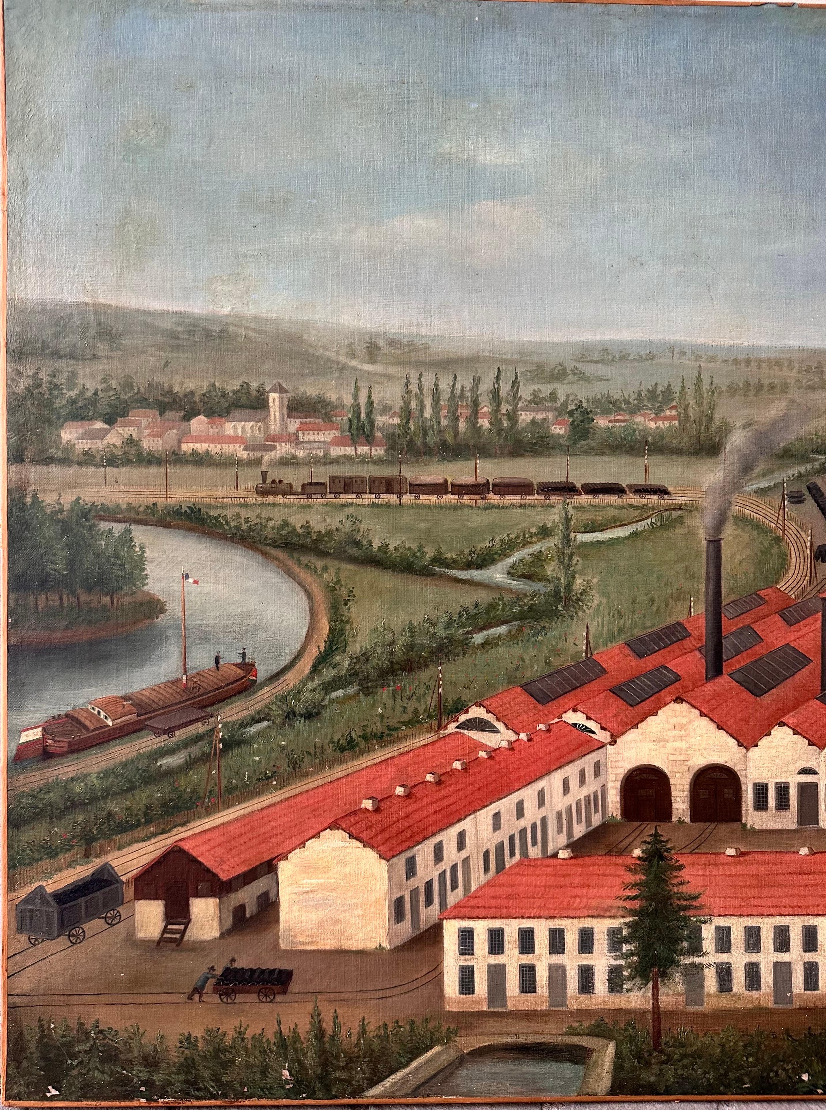 Large naive oil on canvas, signed  and dated 