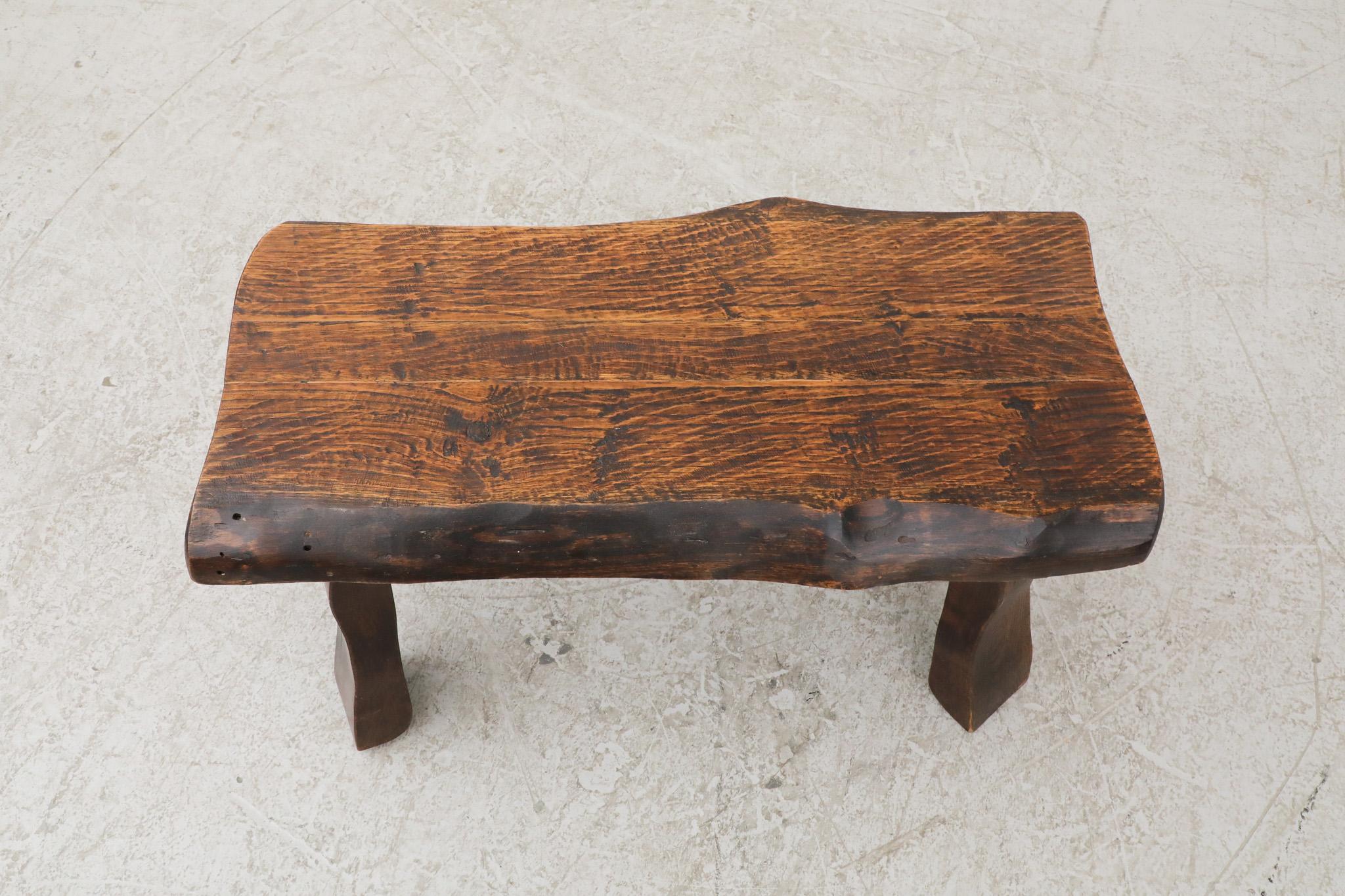 Large Nakashima Style Dark Stained Oak Live Edge Stool or Side Table 11
