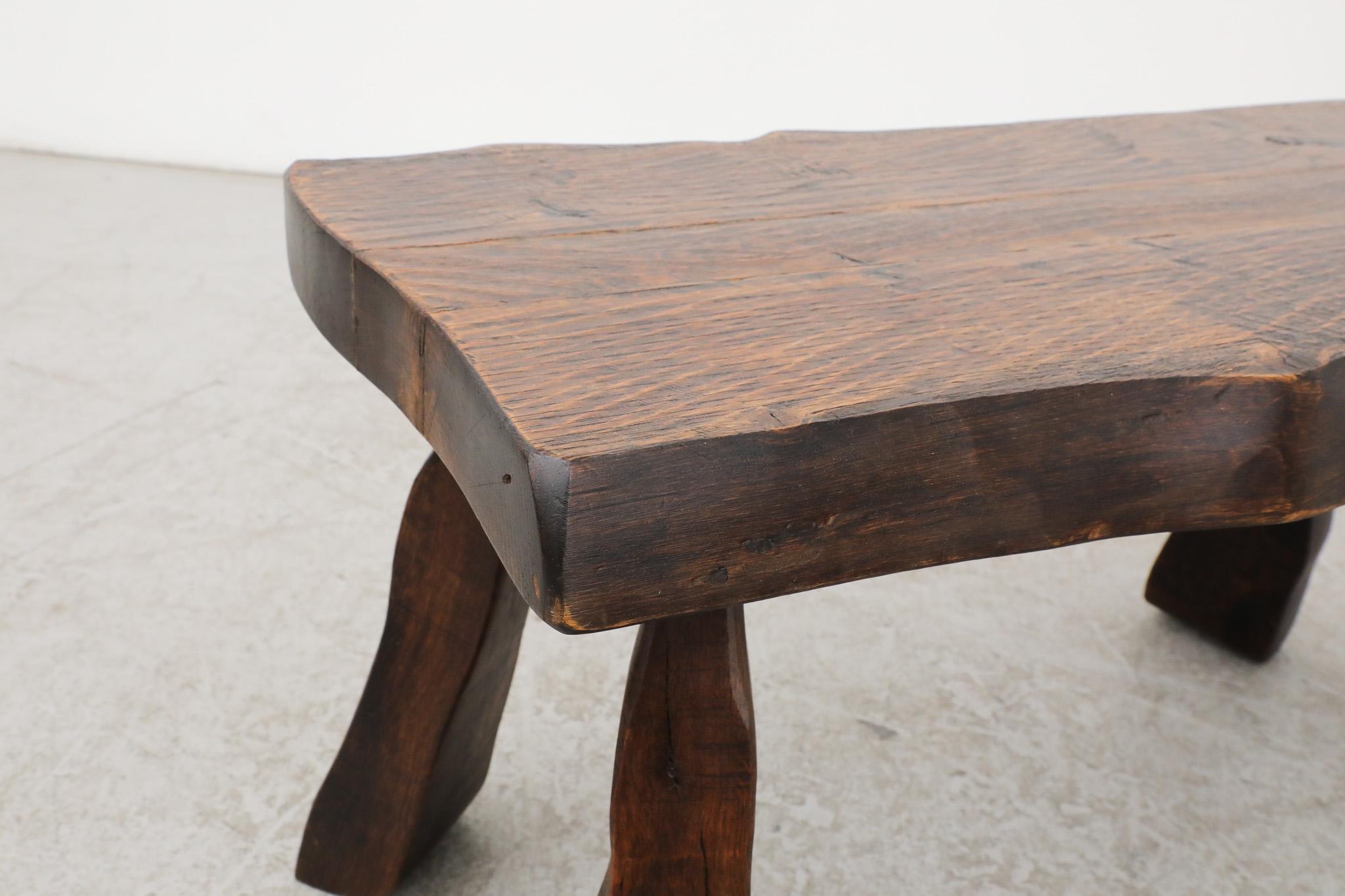 Large Nakashima Style Dark Stained Oak Live Edge Stool or Side Table 3