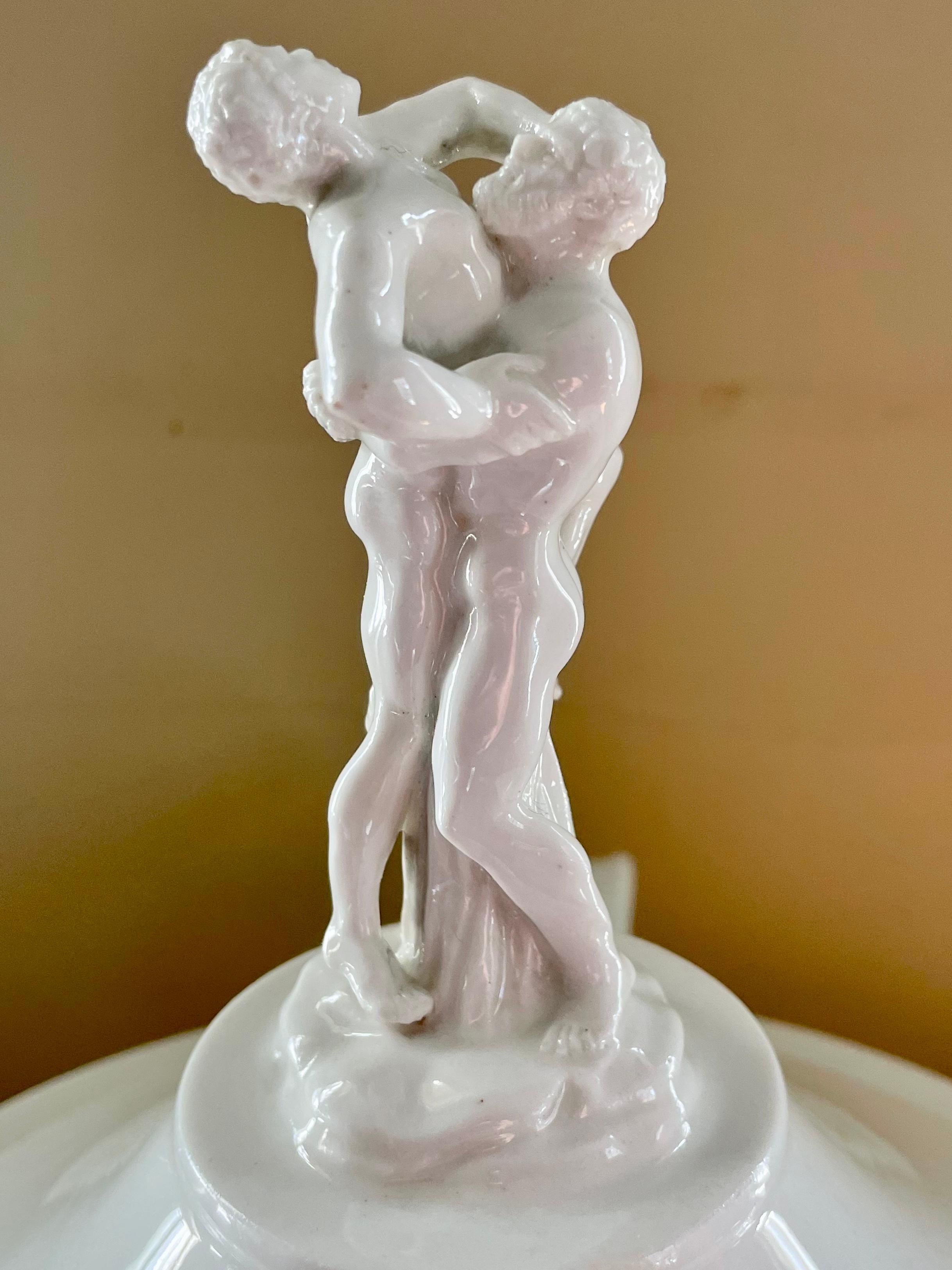 Large Naples White Porcelain Hercules Tureen For Sale 1
