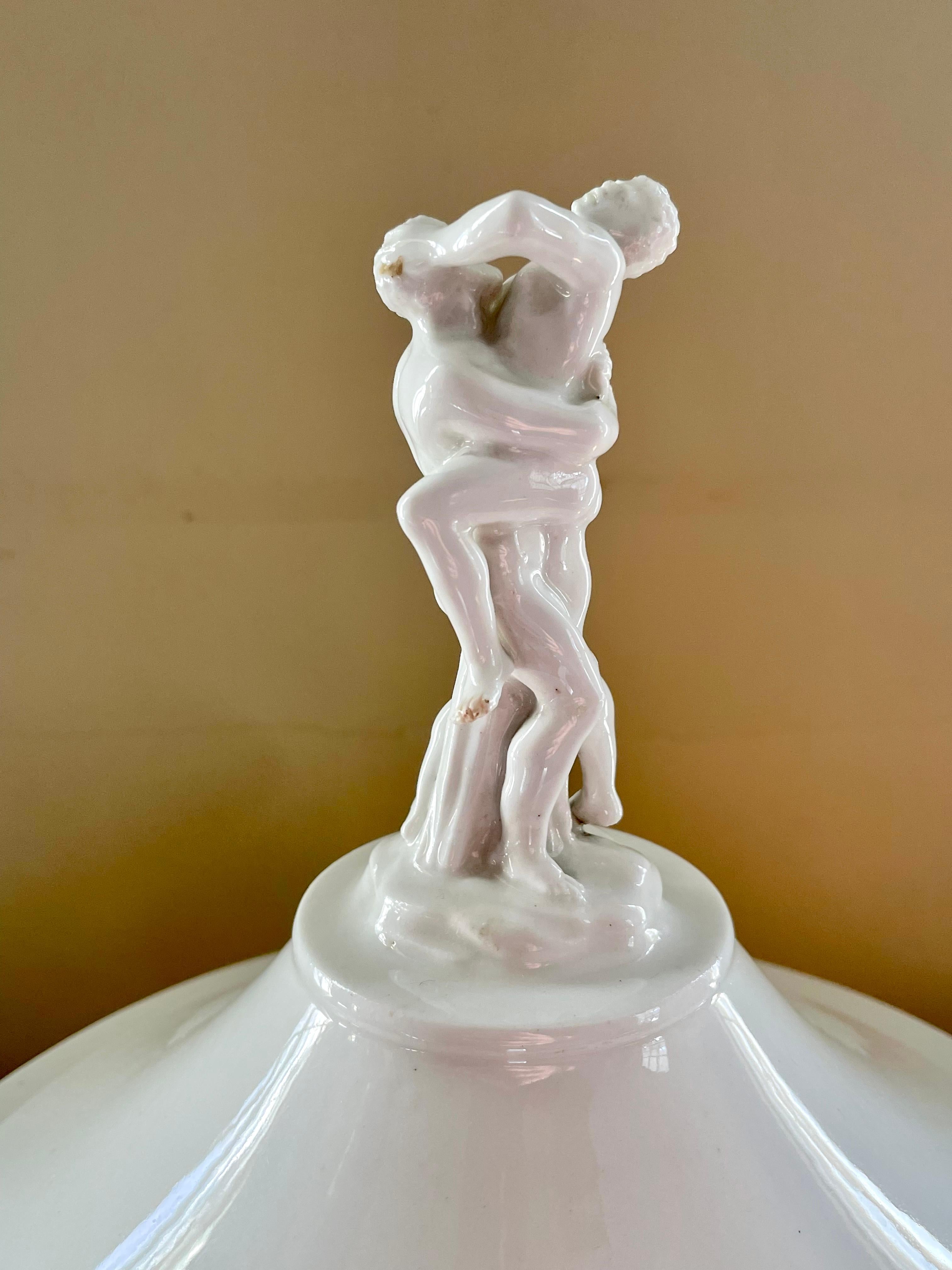 Large Naples White Porcelain Hercules Tureen For Sale 3