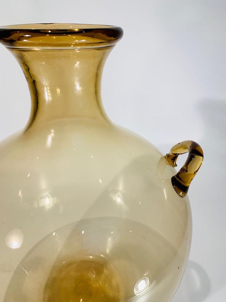 Art Deco Large Napolene Martinuzzi amber Murano glass vase circa 1930  For Sale