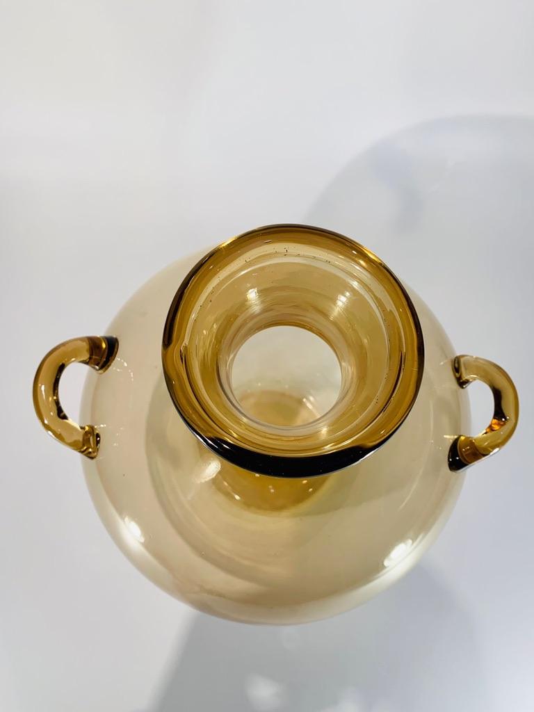Appliqué Large Napolene Martinuzzi amber Murano glass vase circa 1930  For Sale
