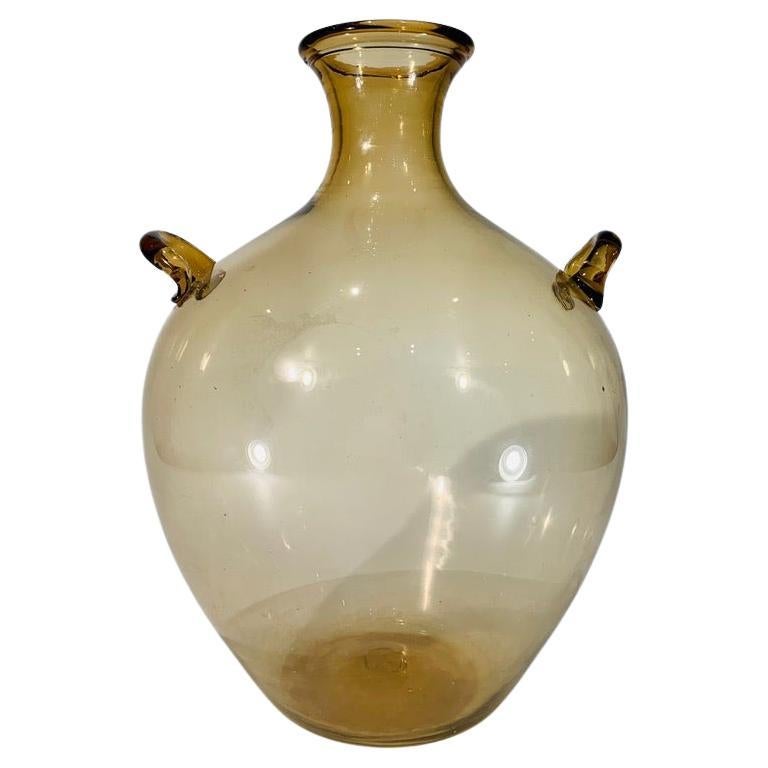 Large Napolene Martinuzzi amber Murano glass vase circa 1930  For Sale