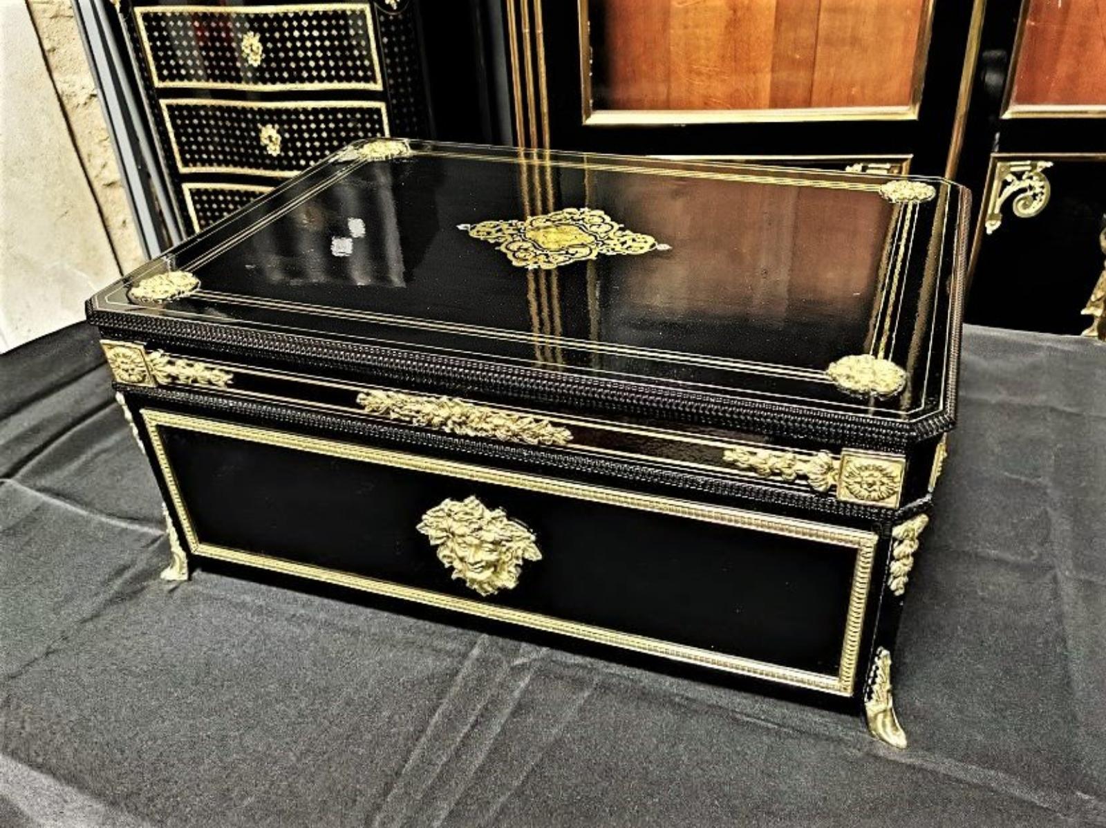 French Large Napoleon III Boulle Marquetry Box, France, 19th Century