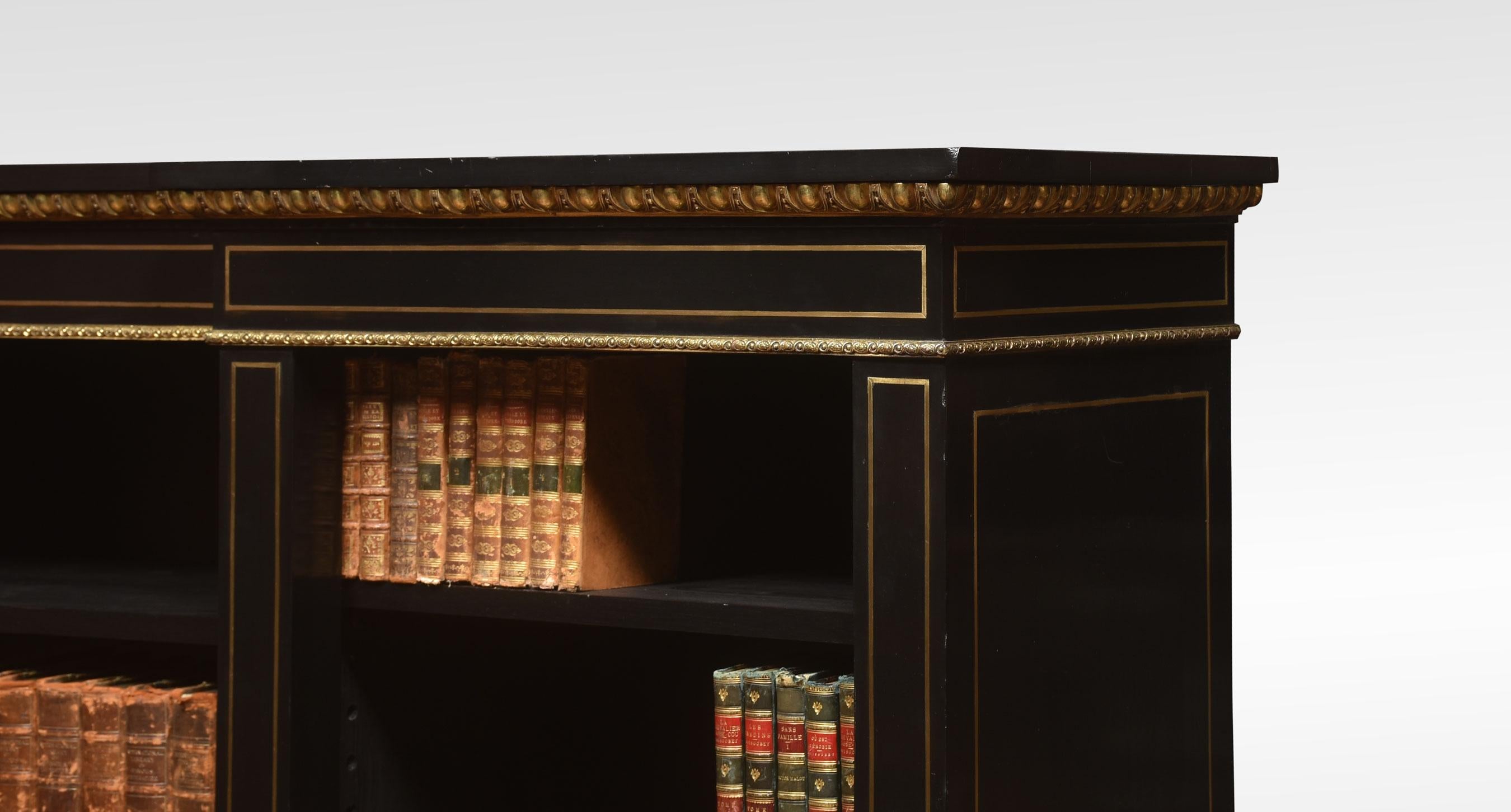 19th Century Large Napoleon III Brass Mounted Open Bookcase For Sale