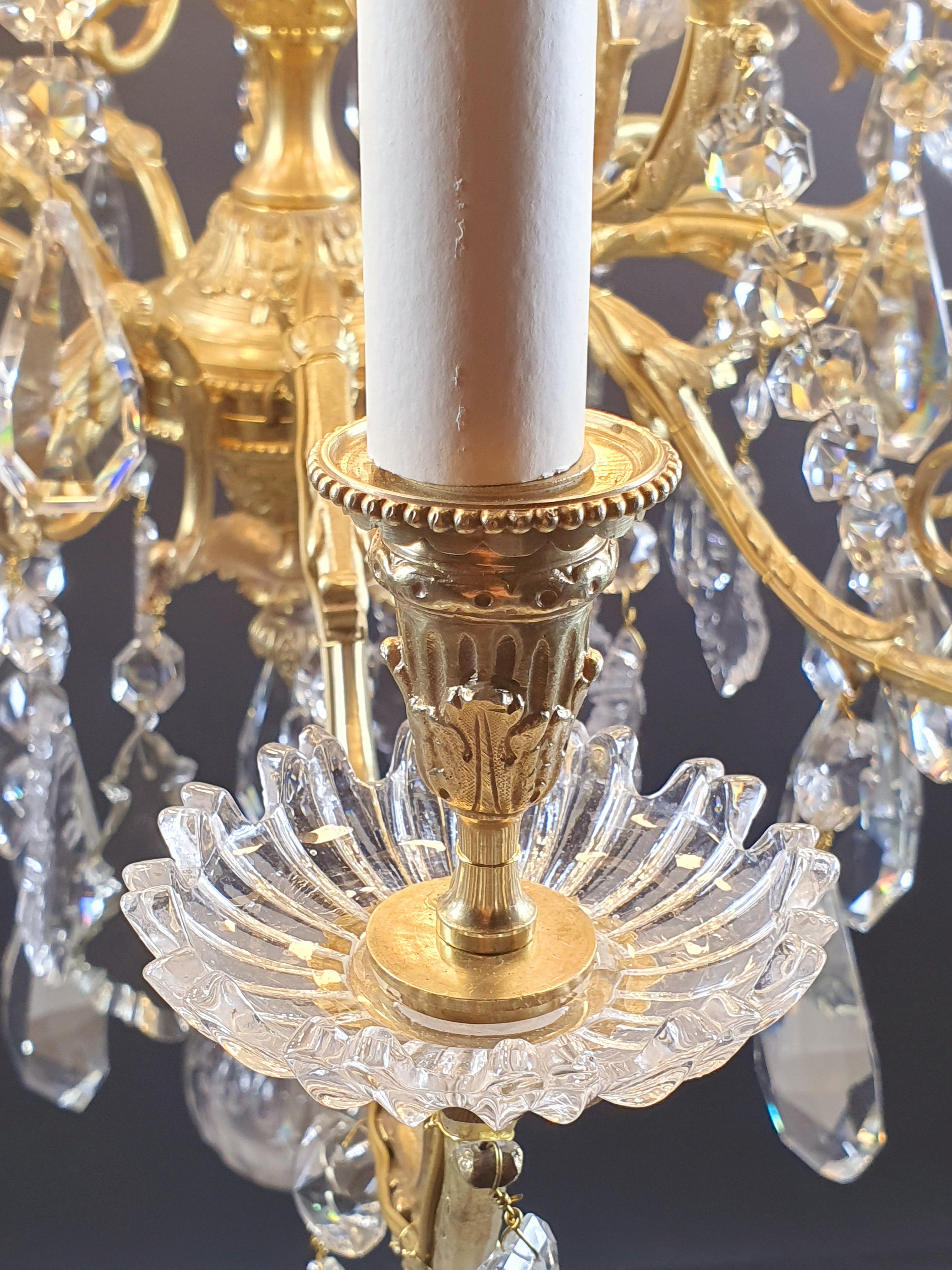19th Century Large Napoleon III Chandelier in Gilt Bronze and Crystal, 24 Lights