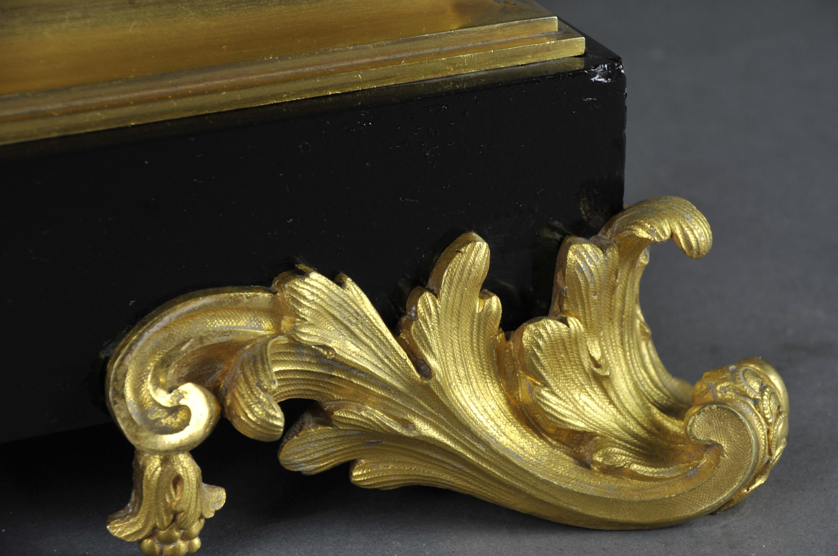 19th Century Large Napoleon III Clock in Black Belgian Marble and Gilt Bronze by Raingo Frère