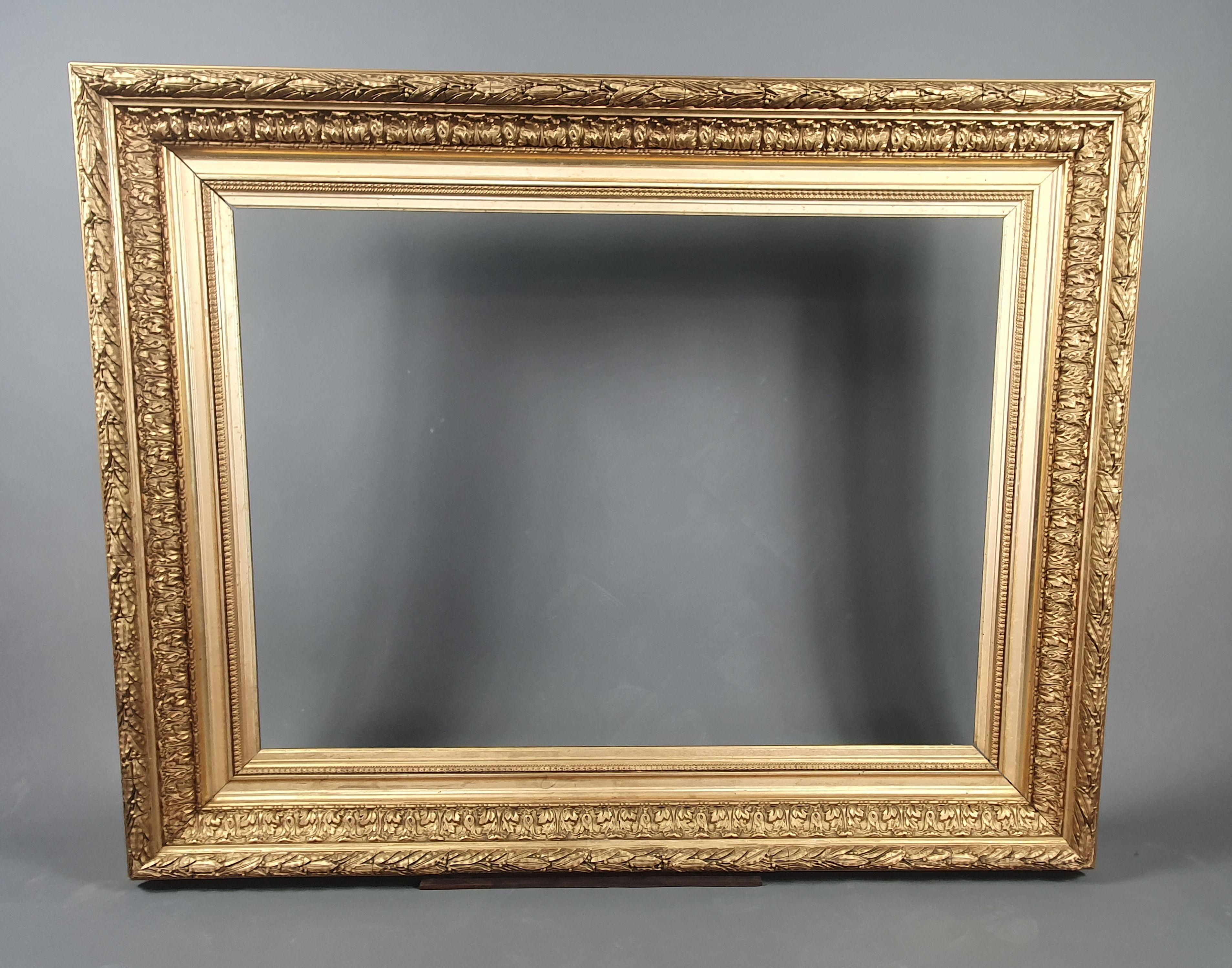 19th Century Large Napoleon III Frame in Wood and Gilded Stucco For Sale